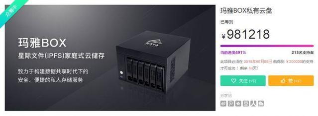 玛雅矿机IPFS私有云“玛雅BOX”热度空前!京东众筹10小时超300%